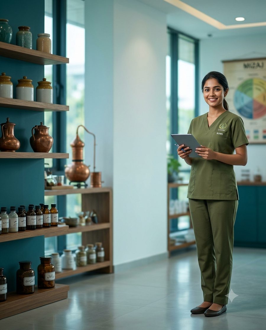 BUMS student in a Unani pharmacy